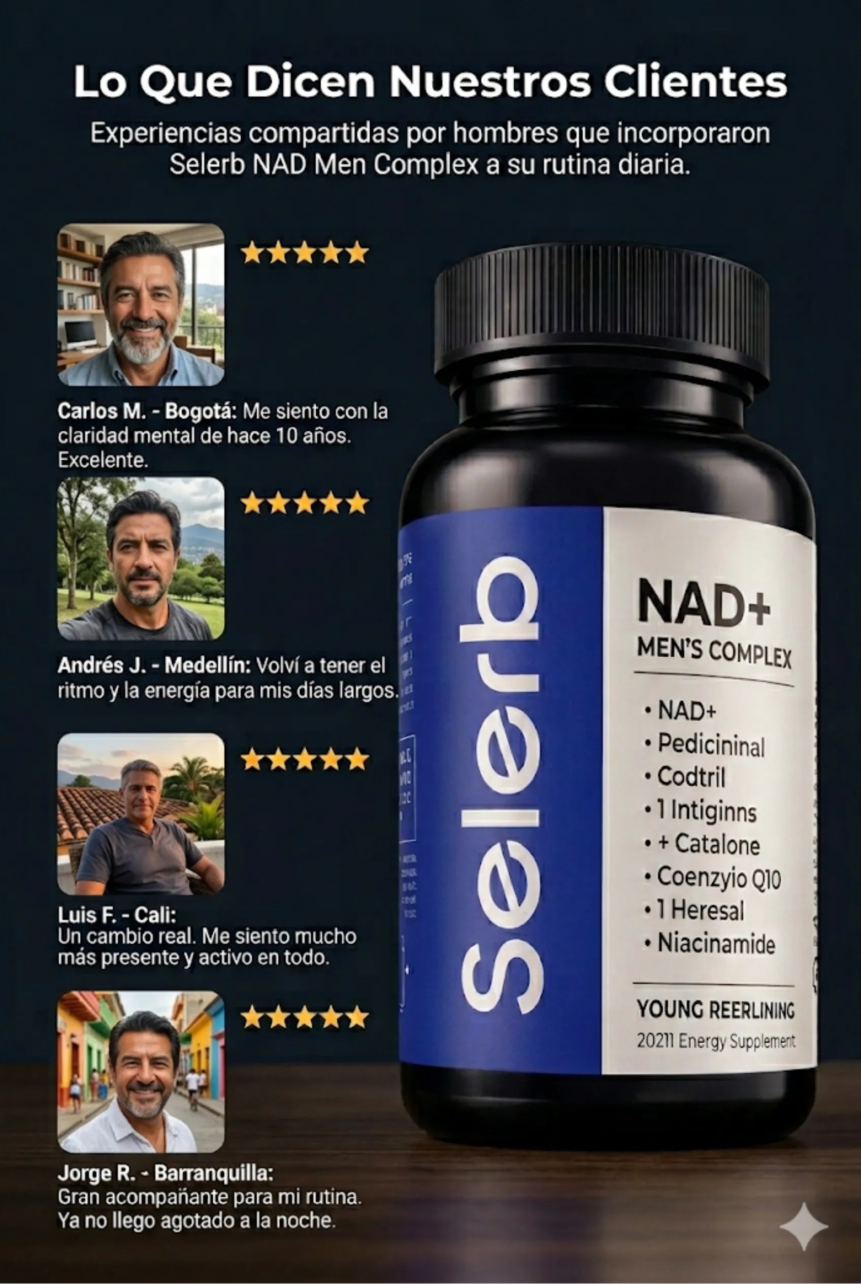 Opiniones, reseñas y testimonios reales de clientes en Bogotá, Medellín, Cali y Barranquilla usando el suplemento Selerb.
